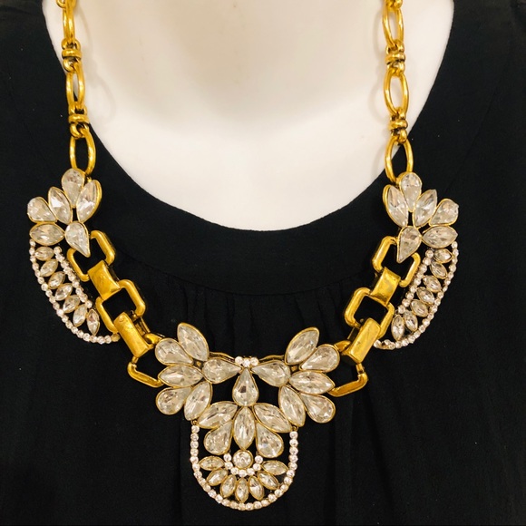 J. Crew gold and crystal statement necklace - Picture 2 of 4
